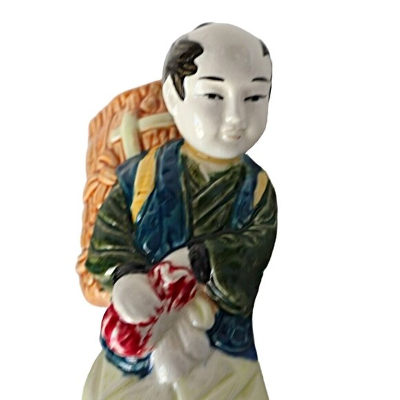 Handcrafted Ceramic Figurine with Basket - Picture 3 of 5
